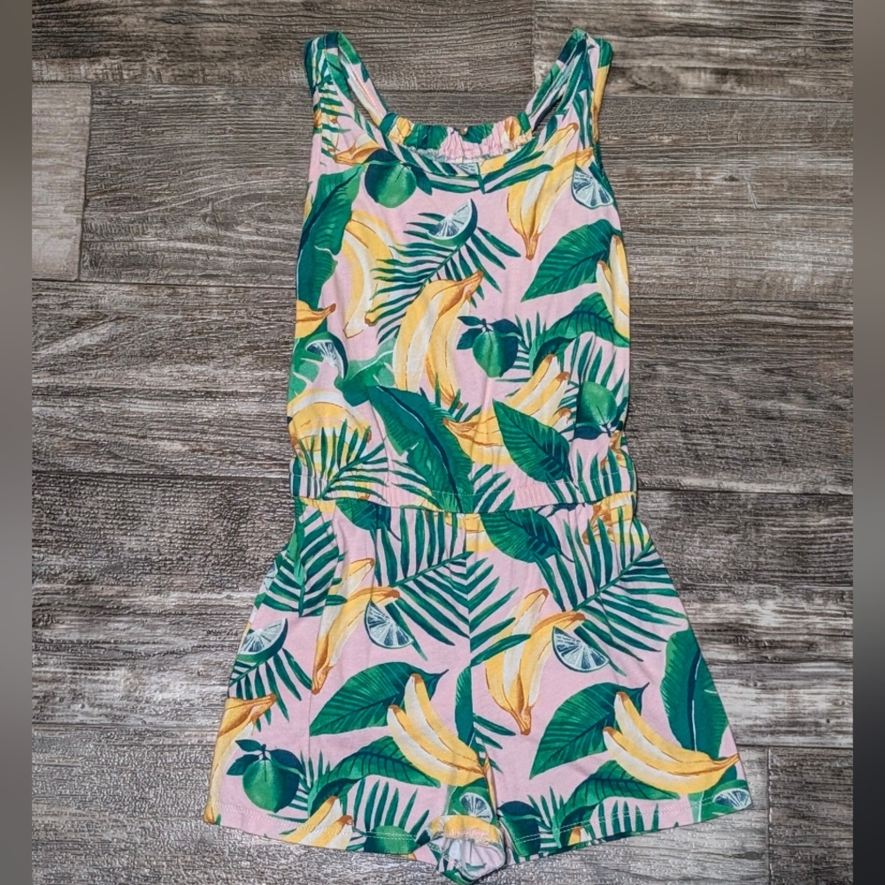 Old Navy Tropical Leaf Girls Romper -Sz 10 / 12